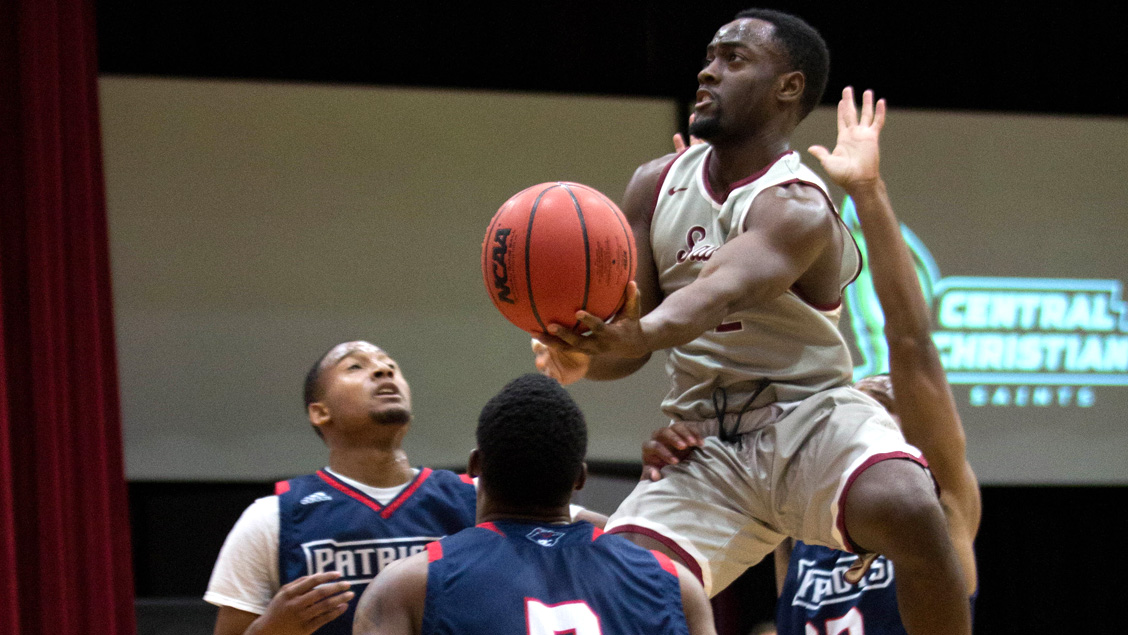 CCCB sophomore Kedron Rollings scored 10 points on Monday during the Saints' 85-65 victory over Faith Baptist Bible College.