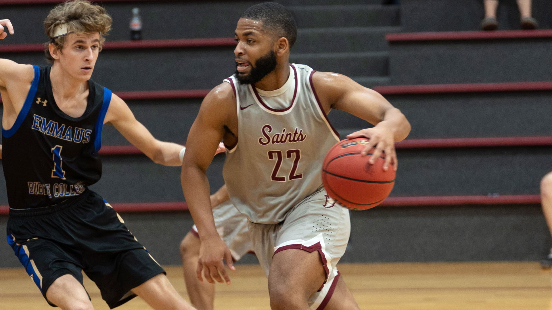 CCCB freshman Sam Adams went 5-for-6 from 3-point range and finished with 19 points during the Saints' 95-83 victory over Calvary University on Tuesday.