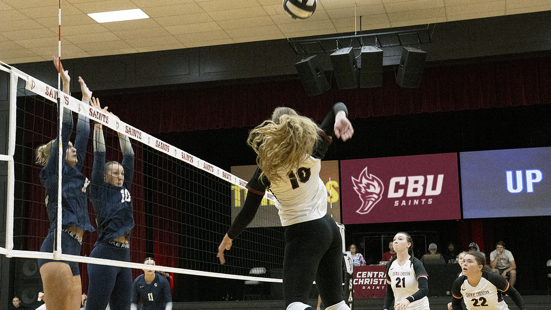 CBU's Sara Shoemaker finished with two kills and an ace in the Saints' 3-0 loss at Hannibal-LaGrange University on Thursday night.
